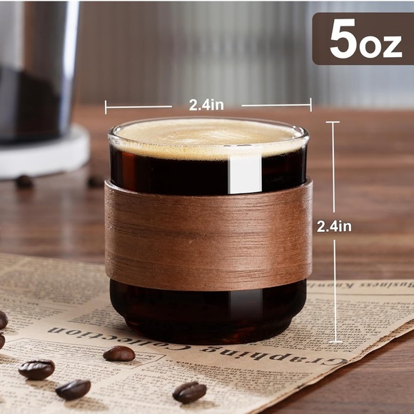 Espresso Cups with Wooden Insulated Ring (5oz, 4-set) - Picture 2 of 7